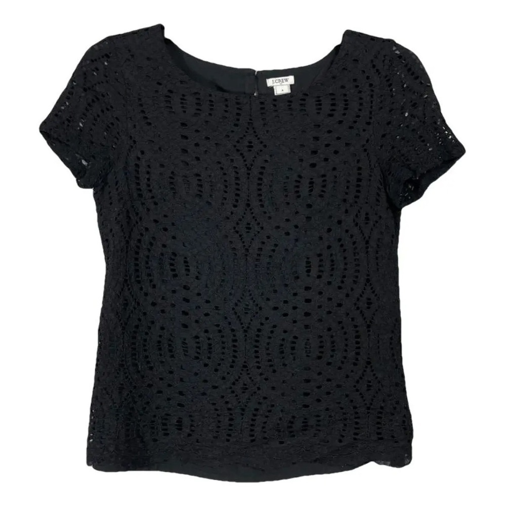 J. Crew eyelet black top nwt size 4